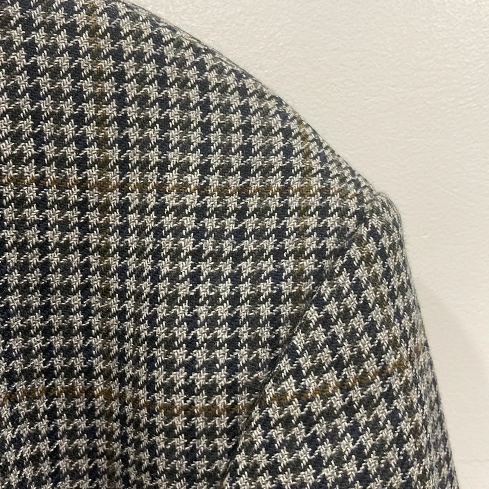 Pierre Balmain Wool Single Breasted Houndstooth Blazer Jacket 46 Long
